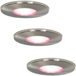 HOFTRONIC SMART 3er Set Vegas - Smart LED Einbaustrahler - IP44 wasserdicht - 5,5 Watt 345 Lumen - Wifi + Bluetooth - RGBWW - GU10 - Google Home, Amazon Alexa und Siri - Für Bad, Innen- und Außenbereich - Edelstahl