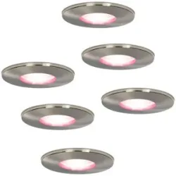 HOFTRONIC SMART 6er Set Vegas - Smart LED Einbaustrahler - IP44 wasserdicht - 5,5 Watt 345 Lumen - Wifi + Bluetooth - RGBWW - GU10 - Google Home, Amazon Alexa und Siri - Für Bad, Innen- und Außenbereich - Edelstahl