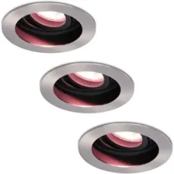 HOFTRONIC SMART 3er Set Mesa - Smart LED Einbaustrahler - 5,5 Watt 345 Lumen - Schwenkbar - Wifi + Bluetooth - Blendfrei - RGBWW - GU10 - Google Home, Amazon Alexa und Siri - IP20 für den Innenbereich - Edelstahl