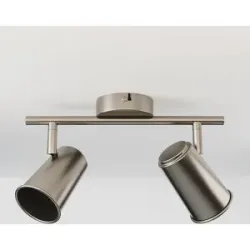 HOFTRONIC Riga - LED Deckenleuchte - 2 Flammig - Schwenkbar - GU10 fassung - Dimmable - IP20 für Innenbereich - Edelstahl