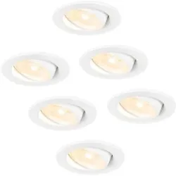 HOFTRONIC 6er Set Malta LED Einbaustrahler - 5W 400lm - 2700K warmweiß - Dimmbar - Rund - Schwenkbar - IP44 Wasserdicht - Weiß - Inkl. Quick Connector Box