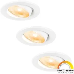 HOFTRONIC 3er Set Malta LED Einbaustrahler - 5W 360lm - Dimm to warm - Rund - Schwenkbar - IP44 wasserdicht - Weiß - inkl. Quick Connector Box
