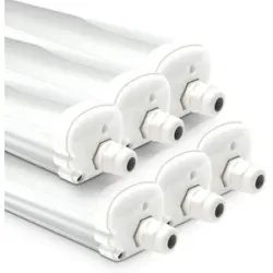 HOFTRONIC 6er Set LED Feuchtraumleuchten 150cm - 48W 5760lm (120lm/W) - IP65 - 4000K neutralweiß - Verknüpfbar - Ersetzt 82W - IK07 - Tri-Proof Deckenleuchten