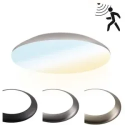 HOFTRONIC LED Bulkhead - Bewegungsmelder - Ø25 cm - 12 Watt - 1300 Lumen - 3 Lichtfarben - CCT Schalter - IP65 Wasserdicht - IK10 - Chrom - Deckenleuchte