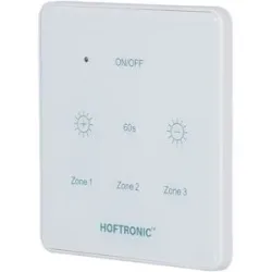 HOFTRONIC LED Wanddimmer Touchscreen - Kabellos - Touchpanel - Geeignet für 12V Einbaustrahler - 3 Kanäle - Batteriebetrieben - Weiß