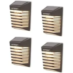 HOFTRONIC 4er Set Dono LED Solar Wandleuchte - 3000K warmweiß - 0.2W 300lm - Inkl. Dämmerungsschalter - IP65 wasserdicht - Schwarz - Solar-Außenleuchten - Zaunbeleuchtung