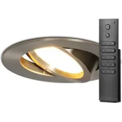 HOFTRONIC 20x LED Einbaustrahler Rome - Edelstahl - 6W 500 lumen - Schwenkbar - Dimmbar - 2700K warmweiß - IP44 Wasserdicht - Inklusive Fernbedienung - Geringe Einbautiefe