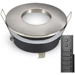 HOFTRONIC 16x LED Einbaustrahler Vegas - Gebürstetes Aluminium - 4 Watt 345 lumen - 2700K warmweiß - IP44 wasserdicht - GU10 - Dimmbar - mit Dimmer und Fernbedienung - Für das Badezimmer