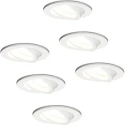 HOFTRONIC 6er Set Dublin LED Einbaustrahler - 4 Watt 345 Lumen - 6500K tageslichtweiß - GU10 - Dimmbar - Rund - Schwenkbar - IP20 für Innenbereich - Weiß
