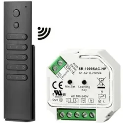 HOFTRONIC LED-Dimmer/Empfänger - Kabellos - Inkl. schwarzer 5-Kanal-Fernbedienung - Geeignet für Unter- und Aufputzmontage - Max. 400 Watt