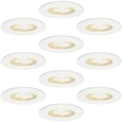 HOFTRONIC 10er Set Nola - LED Einbaustrahler Ultra Flach Einbautiefe 49mm - 5 Watt 450 Lumen - 2700K warmweiß - Dimmbar - Rund - IP65 wasserdicht - Für Bad, Innen und Außen - Weiß