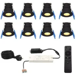 HOFTRONIC 8er Set 12V 3W - Mini LED Einbaustrahler - Schwarz - Dimmbar - Versenkt - terrassendach - IP65 für den Außenbereich - 2700K - Warmweiß