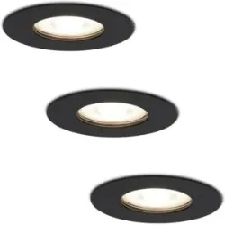 HOFTRONIC 3er Set Bari LED Einbaustrahler - 4W 345lm - 4000K neutralweiß - GU10 - Dimmbar - Rund - IP64 Wasserdicht - Schwarz - Für Bad, Innen und Außen