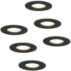 HOFTRONIC 6er Set Bari LED Einbaustrahler - 4W 345lm - 4000K neutralweiß - GU10 - Dimmbar - Rund - IP64 Wasserdicht - Schwarz - Für Bad, Innen und Außen