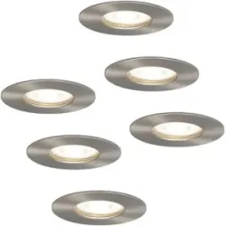 HOFTRONIC 6er Set Bari LED Einbaustrahler - 4W 345lm - 4000K neutralweiß - GU10 - Dimmbar - Rund - IP64 Wasserdicht - Edelstahl - Für Bad, Innen und Außen