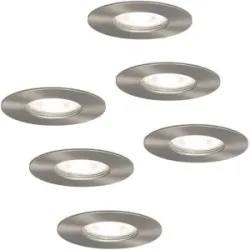 HOFTRONIC 6er Set Bari LED Einbaustrahler - 4W 345lm - 6500K tageslichtweiß - GU10 - Dimmbar - Rund - IP64 Wasserdicht - Edelstahl - Für Bad, Innen und Außen