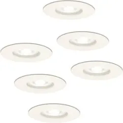 HOFTRONIC 6er Set Bari LED Einbaustrahler - 4W 345lm - 6500K tageslichtweiß - GU10 - Dimmbar - Rund - IP64 Wasserdicht - Weiß - Für den Innen-, Außen- und Bad
