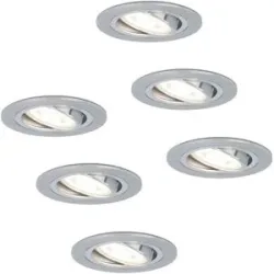 HOFTRONIC 6er Set Chandler LED Einbaustrahler - GU10 4 Watt 345 Lumen - 6500K tageslichtweiß - Dimmbar - Rund - Schwenkbar - IP20 Innen - Edelstahl