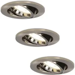 HOFTRONIC 3er Set Lublin LED Einbaustrahler - 4 Watt 345 Lumen - 4000K neutralweiß - GU10 - Dimmbar - Rund - Schwenkbar - IP20 für Innenbereich - Edelstahl