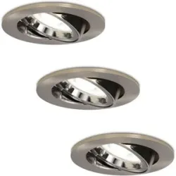 HOFTRONIC 3er Set Lublin LED Einbaustrahler - 4W 345 Lumen - 6500K tageslichtweiß - GU10 - dimmbar - rund - schwenkbar - IP20 staubdicht - edelstahl