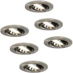 HOFTRONIC 6er Set Lublin LED Einbaustrahler - 4 Watt 345 Lumen - 4000K neutralweiß - GU10 - Dimmbar - Rund - Schwenkbar - IP20 für Innenbereich - Edelstahl