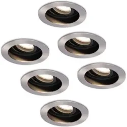 HOFTRONIC 6er Set Mesa LED Einbaustrahler - GU10 4 Watt 345 Lumen - 4000K neutralweiß - Dimmbar - Versenkt - Rund - Schwenkbar - IP20 für innen - Edelstahl