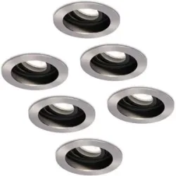 HOFTRONIC 6er Set Mesa LED Einbaustrahler - GU10 4 Watt 345 Lumen - 6500K tageslichtweiß - Dimmbar - Versenkt - Rund - Schwenkbar - IP20 für innen - Edelstahl