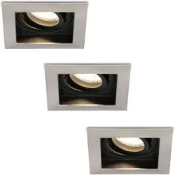 HOFTRONIC 3er Set Durham LED Einbaustrahler Eckig - 4W 345lm - 4000K neutralweiß - GU10 - Dimmbar Schwenkbar - IP20 für innen - Edelstahl