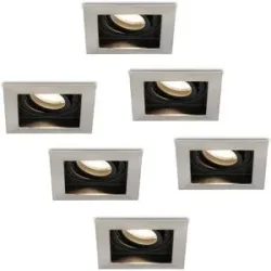 HOFTRONIC 6er Set Durham LED Einbaustrahler Eckig - 4W 345lm - 4000K neutralweiß - GU10 - Dimmbar Schwenkbar - IP20 für innen - Edelstahl