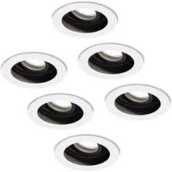 HOFTRONIC 6er Set Laredo LED Einbaustrahler - GU10 4 Watt 345 Lumen - 6500K tageslichtweiß - Dimmbar - Versenkt - Rund - Schwenkbar - IP20 für innen - Weiß