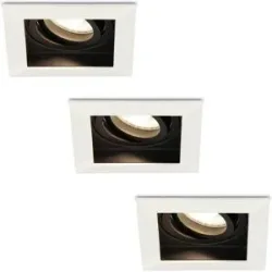 HOFTRONIC 3er Set Durham LED Einbaustrahler Eckig - 4W 345lm - 4000K neutralweiß - GU10 - Dimmbar Schwenkbar - IP20 für innen - Weiß