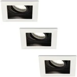 HOFTRONIC 3er Set Durham LED Einbaustrahler Eckig - 4W 345lm - 6500K tageslichtweiß - GU10 - Dimmbar Schwenkbar - IP20 für innen - Weiß