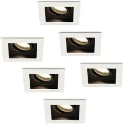 HOFTRONIC 6er Set Durham LED Einbaustrahler Eckig - 4W 345lm - 4000K neutralweiß - GU10 - Dimmbar Schwenkbar - IP20 für innen - Weiß