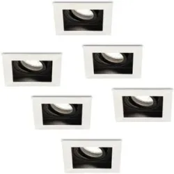 HOFTRONIC 6er Set Durham LED Einbaustrahler Eckig - 4W 345lm - 6500K tageslichtweiß - GU10 - Dimmbar Schwenkbar - IP20 für innen - Weiß