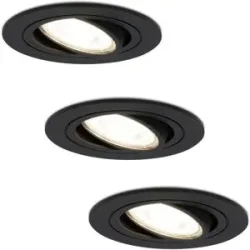 HOFTRONIC 3er Set Miro LED Einbaustrahler - GU10 4 Watt 345 Lumen - 4000K neutralweiß - Dimmbar - Rund - Schwenkbar - IP20 Innen - Schwarz