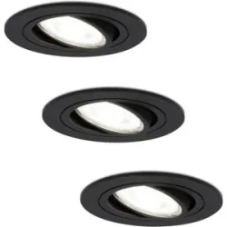 HOFTRONIC 3er Set Miro LED Einbaustrahler - GU10 4 Watt 345 Lumen - 6500K tageslichtweiß - Dimmbar - Rund - Schwenkbar - IP20 Innen - Schwarz