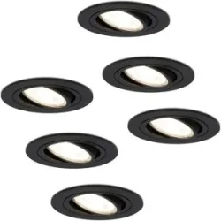 HOFTRONIC 6er Set Miro LED Einbaustrahler - GU10 4 Watt 345 Lumen - 4000K neutralweiß - Dimmbar - Rund - Schwenkbar - IP20 Innen - Schwarz