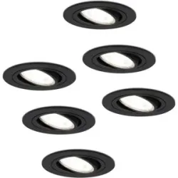 HOFTRONIC 6er Set Miro LED Einbaustrahler - GU10 4 Watt 345 Lumen - 6500K tageslichtweiß - Dimmbar - Rund - Schwenkbar - IP20 Innen - Schwarz