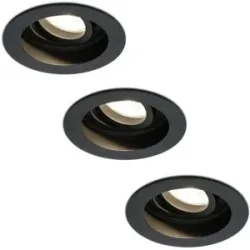 HOFTRONIC 3er Set Laredo LED Einbaustrahler - GU10 4 Watt 345 lumen - 2700K warmweiß - Dimmbar - Versenkt - Rund - Schwenkbar - IP20 für innen - Schwarz