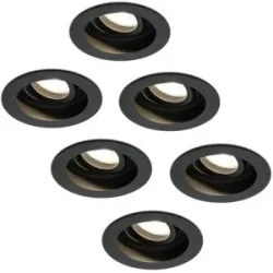 HOFTRONIC 6er Set Laredo LED Einbaustrahler- GU10 4 Watt 345 lumen - 2700K warmweiß - Dimmbar - Versenkt - Rund - Schwenkbar - IP20 für innen - Schwarz