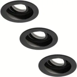 HOFTRONIC 3er Set Laredo LED Einbaustrahler - GU10 4 Watt 345 Lumen - 6500K tageslichtweiß - Dimmbar - Versenkt - Rund - Schwenkbar - IP20 für innen - Schwarz