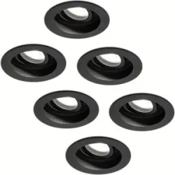 HOFTRONIC 6er Set Laredo LED Einbaustrahler - GU10 4 Watt 345 Lumen - 6500K tageslichtweiß - Dimmbar - Versenkt - Rund - Schwenkbar - IP20 für innen - Schwarz