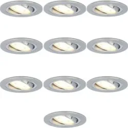 HOFTRONIC 10er Set Chandler LED Einbaustrahler - 5 Watt 400 lumen - GU10 - 2700K warmweiß - Dimmbar - Rund - Schwenkbar - Innenbereich - Edelstahl