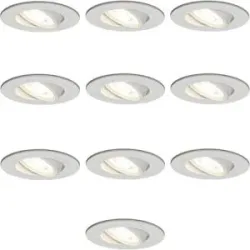 HOFTRONIC 10er Set Pittsburg LED Einbaustrahler - 4 Watt 345 lumen - GU10 - 2700K warmweiß - Dimmbar - Rund - Schwenkbar - Innenbereich - Weiß