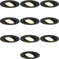 HOFTRONIC 10er Set Miro LED Einbaustrahler - GU10 4 Watt 345 Lumen - 2700K warmweiß - Dimmbar - Rund - Schwenkbar - IP20 Für den Innenbereich - Schwarz
