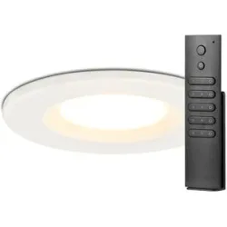 HOFTRONIC 10x Venezia LED Einbaustrahler - Weiß - Dimmbar - 6 Watt 650 Lumen - 2700K warmweiß - IP65 wasserdicht - Inklusive Fernbedienung - Terrassendächer - geringe Einbautiefe