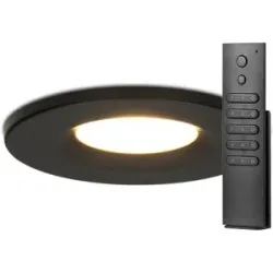 HOFTRONIC 16x Venezia LED Einbaustrahler - Schwarz - Dimmbar - 6 Watt 650 Lumen - 2700K warmweiß - IP65 wasserdicht - Inklusive Fernbedienung - Terrassendächer - geringe Einbautiefe
