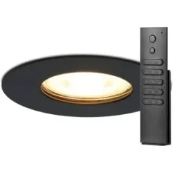 HOFTRONIC 8x Bari Einbaustrahler - Schwarz - Dimmbar - GU10 - 4 Watt 345 lumen - 2700K warmweiß - IP65 Wasserdicht - mit Dimmer und Fernbedienung - Bad und Wohnzimmer