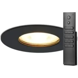 HOFTRONIC 12x Bari Einbaustrahler - Schwarz - Dimmbar - GU10 - 4 Watt 345 lumen - 2700K warmweiß - IP65 Wasserdicht - mit Dimmer und Fernbedienung - Bad und Wohnzimmer