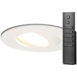 HOFTRONIC 16x Einbaustrahler Napels - Weiß - Dimmbar - 360° schwenkbar - 39mm Einbautiefe - 8W 570 Lumen - 2700K warmweiß - IP65 wasserdicht - mit Dimmer und Fernbedienung